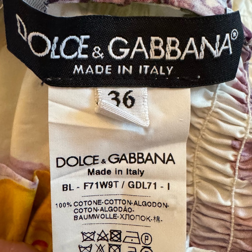 DOLCE & GABBANA Multi Floral Off the Shoulder Crop Top - Picture 7 of 7